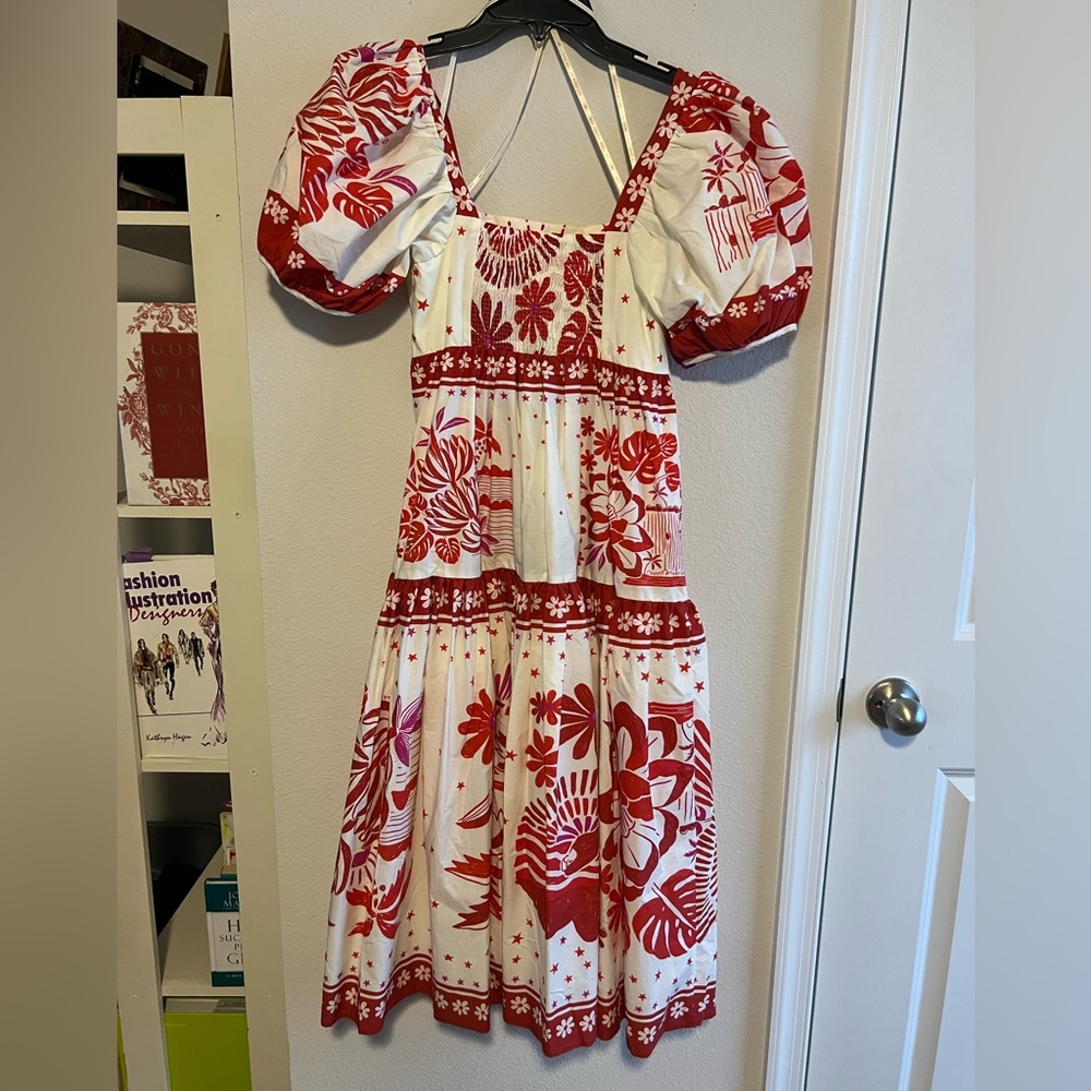 NWT The Farm Rio Rio Tiles Eng Midi Dress Floral A Line - Picture 8 of 15